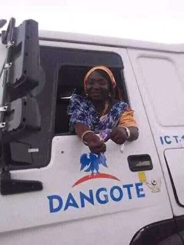 Meet The Woman Who Happily Drives A Dangote Truck In Kano State (Photos)